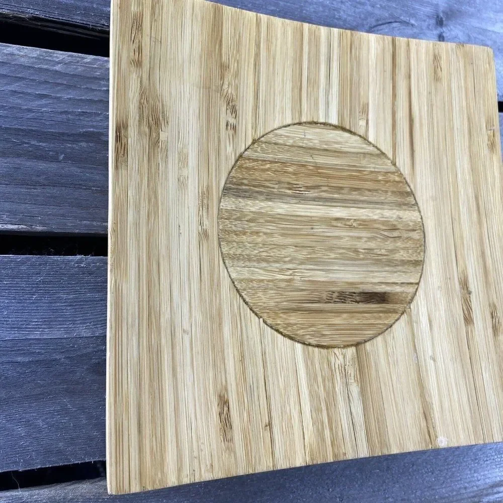 Japanese Style Bamboo Square Plate Natural Solid Wood 8X8 in
